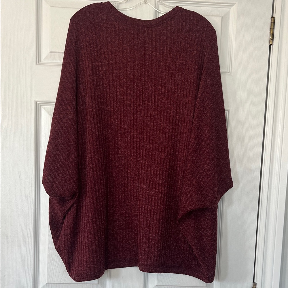 Laura Burgundy Open-Front Cardigan - Picture 5 of 5